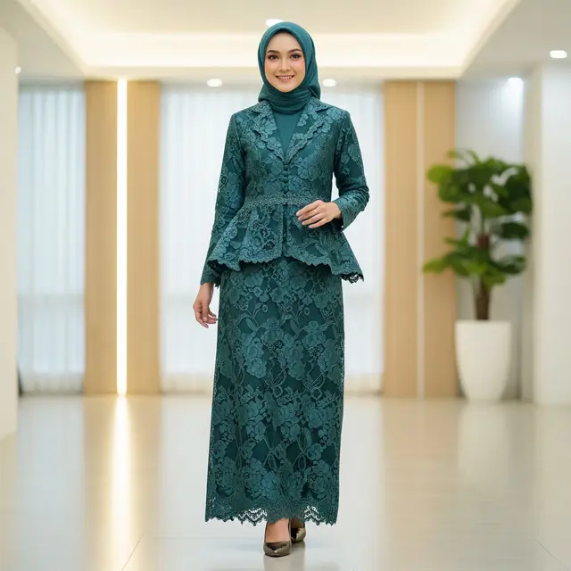 Model Gamis Brokat Blazer Panjang