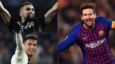 Tambahan dua gol ke gawang Manchester United membuat raihan gol Lionel Messi semakin menjauhi para lawannya. Pesaing terdekatnya yang masih berlaga, Dusan Tadic saat ini meraih 6 gol, tertinggal emapt gol dari The Messiah. (Kolase Foto AFP)