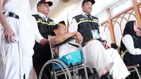 Simulasi pelayanan jemaah haji lanjut usia (Lansia). Tahun ini, pemerintah Indonesia mengusung tagline Haji Ramah Lansia. (Foto: MCH PPIH 2023)