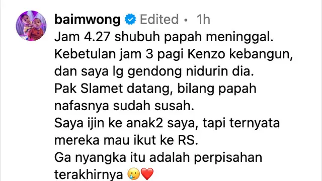 Unggahan Baim Wong. (Foto: Dok. Instagram @baimwong)