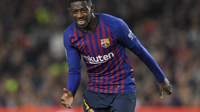 Winger Barcelona, Ousmane Dembele mengalami cedera bulan ini. (AFP/Lluis Gene)