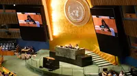 Seorang diplomat Indonesia pada Senin (28/9/2026) waktu New York, menggunakan hak jawab dalam Debat Umum Sidang Majelis Umum ke-81 PBB untuk menanggapi pernyataan mengenai situasi di Papua oleh perwakilan Kepulauan Solomon dan Vanuatu. (Dok. Kemlu RI)