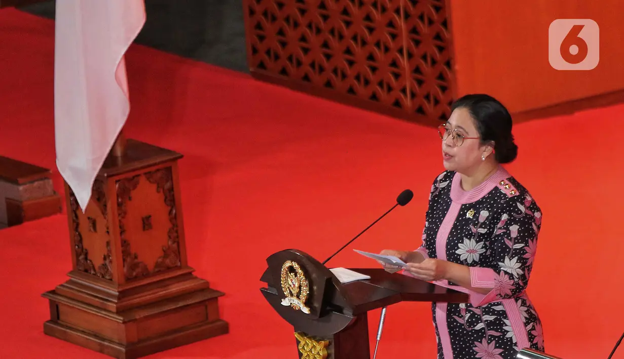 Ketua DPR RI Puan Maharani saat sambutan dalam Pertemuan Parliamentary Forum in the Context of the G20 Speaker Summit (P20) di Gedung Nusantara II, Kompleks Parlemen, Jakarta, Rabu (5/10/22). Forum membahas inter-parliamentary forum P20 yang dihadiri delegasi parlemen negara-negara G20 membahas tentang peran parlemen dalam memperkuat Multilareralisme di abad 21 dalam menyelesaikan berbagai krisis global. (Liputan6.com/Angga Yuniar)