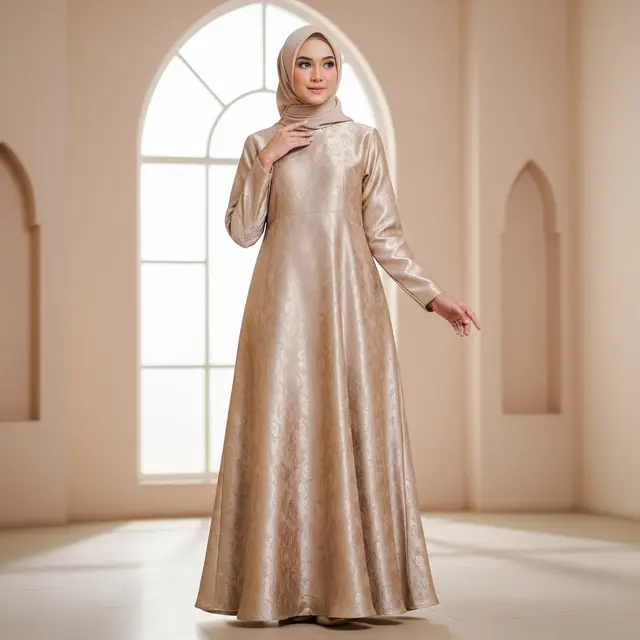 Inspirasi Gamis Warna Mauve & Champagne (Image by Gemini AI)