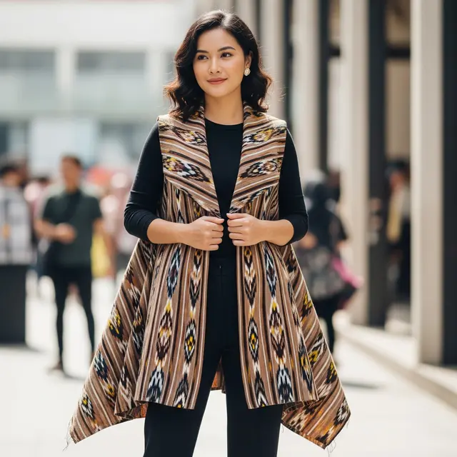 Model Baju Lurik Ikat (Image by Gemini AI)