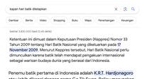 Pencarian seputar hari batik nasional meningkat drastis di Google (Foto: Google Indonesia)