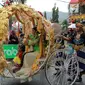 Kerajaan Mataram dalam Karnaval Karawo 2018 di lapangan Taruna Remaja, Kota Gorontalo, Sabtu (20/10). Agenda tahunan ini digelar untuk promosi dan peningkatan ekonomi perajin kain Karawo sebagai sulaman khas Gorontalo (Liputan6.com/Rahmad Arfandi Ibrahim)