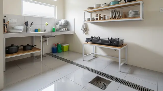 Cara Menata Dapur Belakang Rumah Sempit agar Tidak Becek Saat Hujan Deras dengan Menjaga Saluran Pembuangan Tetap Bersih