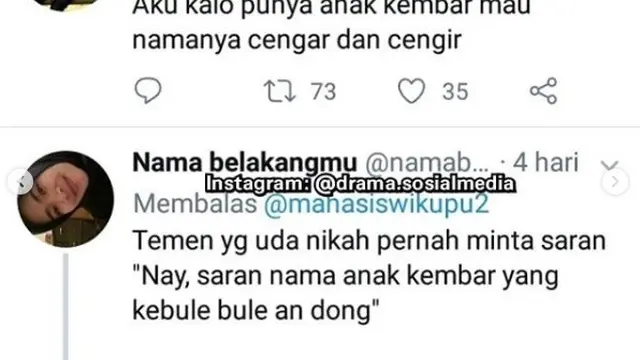 nama anak kembar (foto: Twitter/@drama.sosialmedia)
