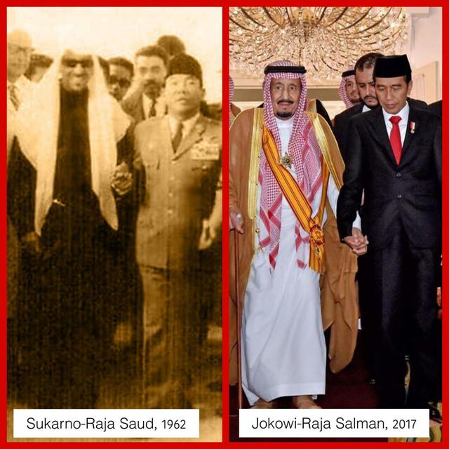 Gandeng Tangan Antara Presiden Jokowi Soekarno Dan Raja Arab Lifestyle Fimela Com
