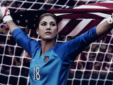 Hope Solo, kiper Timnas Amerika Serikat ini menjadi kiper utama sejak tahun 2000. Meraih medali emas Olimpiade 2008 dan 2012, runner-up Piala Dunia Wanita 2011, dan Golden Glove Piala Dunia Wanita 2011. (Nike)