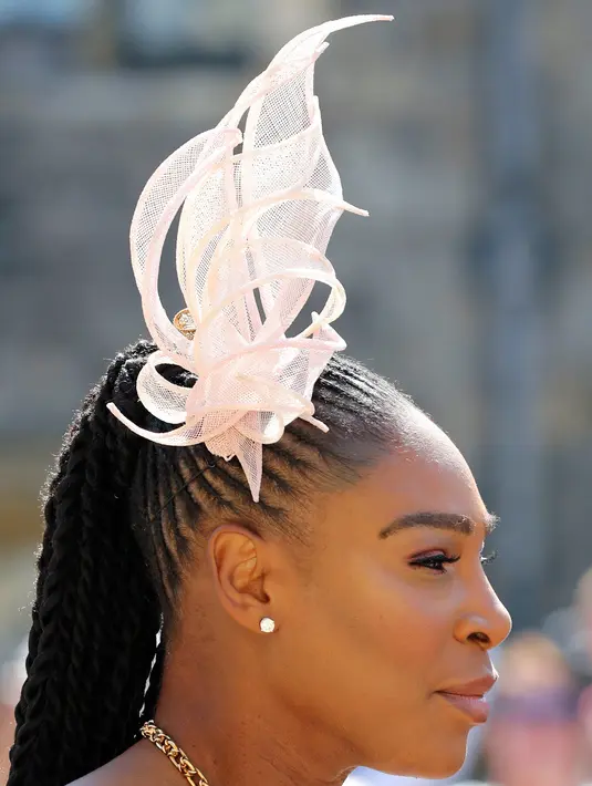 Serena Williams saat menghadiri upacara pernikahan Pangeran Harry dan Meghan Markle di St. George's Chapel, Windsor Castle, Windsor, dekat London, Inggris, Sabtu (19/5). (Gareth Fuller/pool photo via AP)