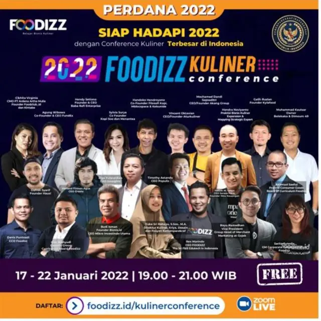 Konferensi Bisnis Kuliner Foodizz 2022 Siap Digelar dan Hadirkan 24 Pembicara