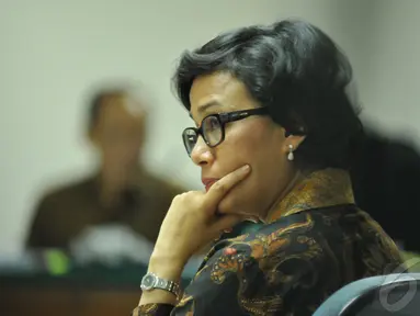 Mantan Menteri Keuangan Sri Mulyani bersaksi di Pengadilan Tipikor Jakarta, Jumat (2/5/2014) (Liputan6.com/Johan Tallo).