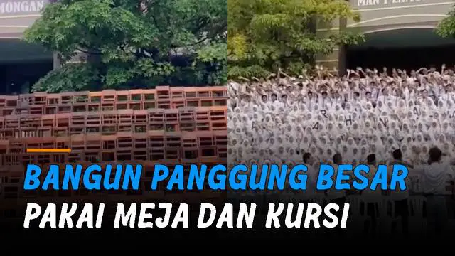 VIDEO: Kreatif, Siswa SMA Bangun Panggung Besar Pakai Meja dan Kursi Kelas