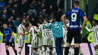 Selebrasi pemain Juventus saat Fagioli menjebol gawang Inter Milan (AFP)
