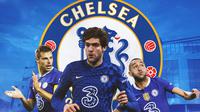 Chelsea - Cesar Azpilicueta, Marcos Alonso, Hakim Ziyech (Bola.com/Adreanus Titus)