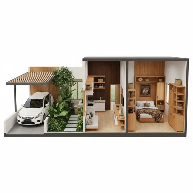 Rumah Tipe 36 dengan Carport dan Taman
