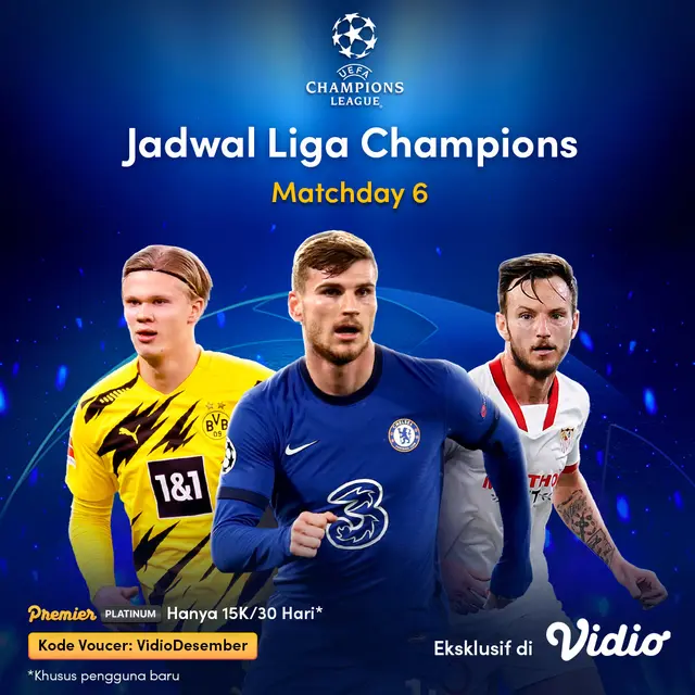 Jadwal Liga Champions Matchday 6 di Vidio