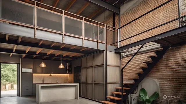 3. Rumah Mezzanine dengan Dapur Industrial