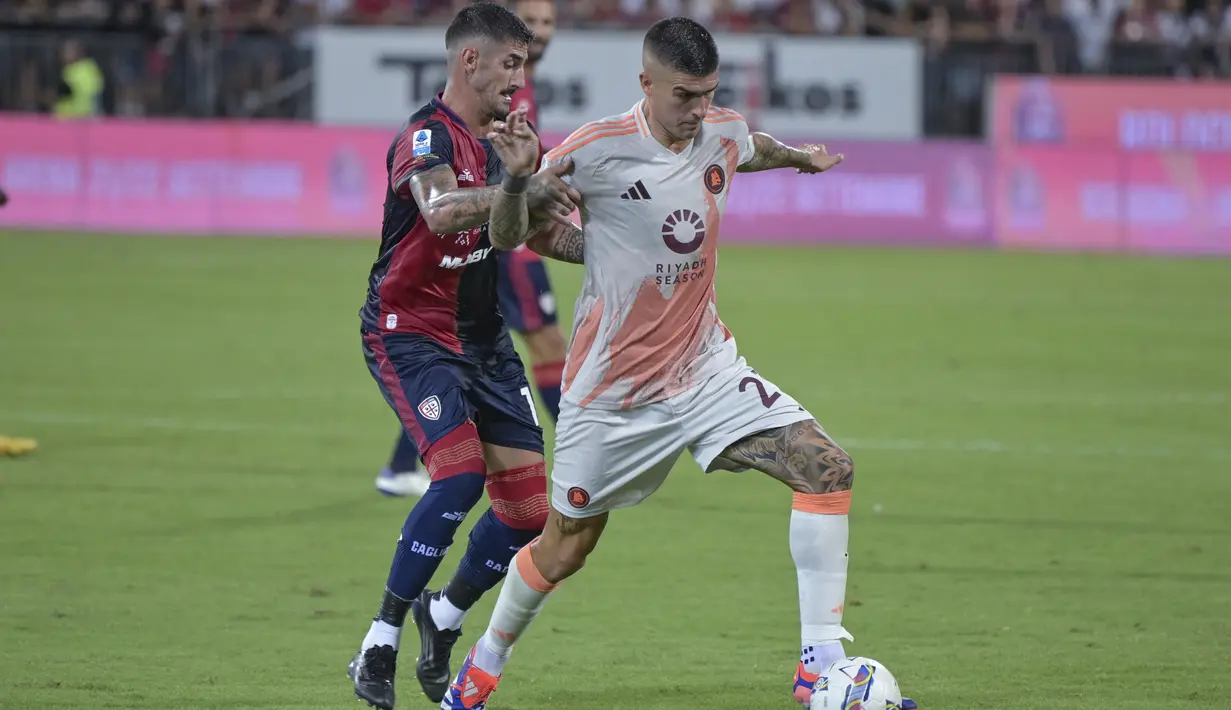 <p>Roma mendominasi penguasaan bola. Namun mereka gagal memanfaatkannya untuk memetik tiga poin. (Gianluca Zuddas/LaPresse via AP)</p>