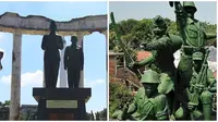 Deretan patung perjuangan dan monumen pahlawan di Kota Surabaya. (Sumber: Instagram/@dishubsurabaya)