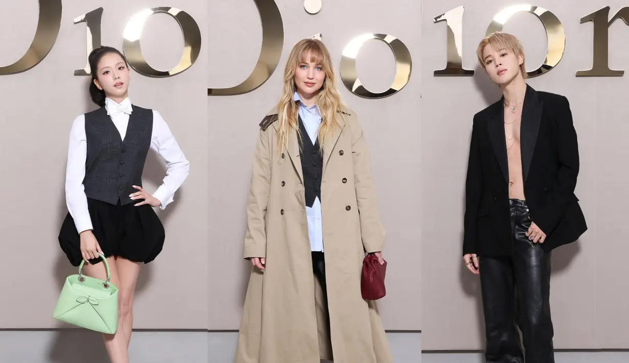 Show Dior di Paris Fashion Week kali ini benar-benar ditaburi para bintang. Mulai dari Jisoo BLACKPINK, Jennifer Lawrence, Jenna Ortega, hingga Jimin BTS. Kita intip gaya busananya berikut ini yuk! [Dior]