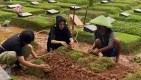 Karina Ranau Tak Rayakan Tahun Baru, Pilih Hujan-hujanan Kunjungi Makam Mendiang Epy Kusnandar