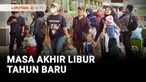 Gelombang arus balik libur tahun baru semakin memuncak di Stasiun Pasar Senen, Jakarta. Hingga Sabtu pagi, sebanyak 51.165 penumpang tiba di Jakarta dari sejumlah kota di Jawa.