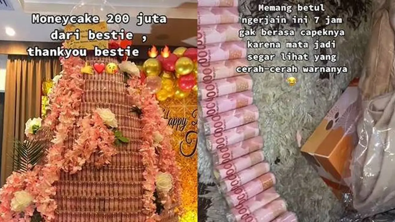 Ulang Tahun Dapat Kejutan Moneycake Rp 200 Juta, Momen Bongkar Uangnya Ini Viral