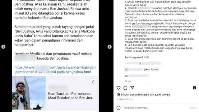 Ben Joshua Ambil Langkah Hukum untuk Media yang Tak Klarifikasi Terkait Hoaks Dirinya Tertangkap Narkoba