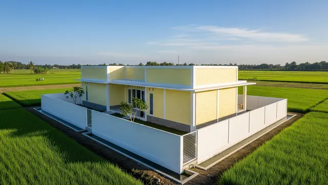 Model Rumah Tropis di Dekat Sawah yang Anti Ular Weling/ Ilustrasi AI