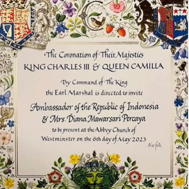 Undangan untuk Dubes RI di Inggris Menghadiri Acara Penobatan Raja Charles III
