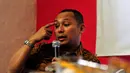 Anggota Fraksi PDI Perjuangan Nico Siahaan mencoba memberikan pembelaan terhadap Pemerintah dengan argumen ekonomi kreatif sebenarnya bukan janji kampanye Presiden Jokowi, Jakarta, Jumat (14/11/2014) (Liputan6/Johan Tallo)