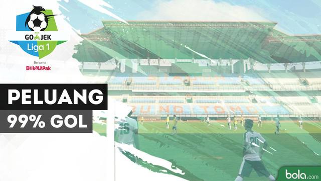 Robertino Pugliara gagal memanfaatkan peluang 99% bisa menjadi gol saat Persebaya taklukkan Arema FC 2-0.