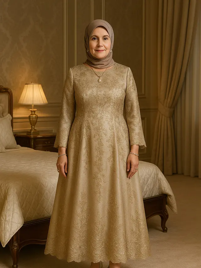 Model Gamis Modern untuk Ibu-Ibu Usia 50 Tahun