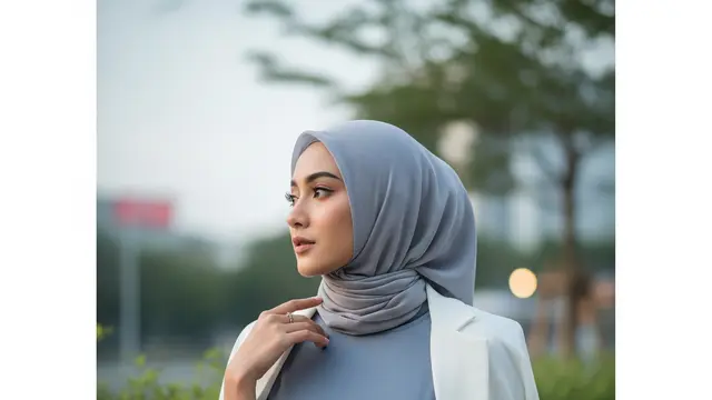 Model Gamis Polos Cutting A-Line dengan Blazer Loose Fit