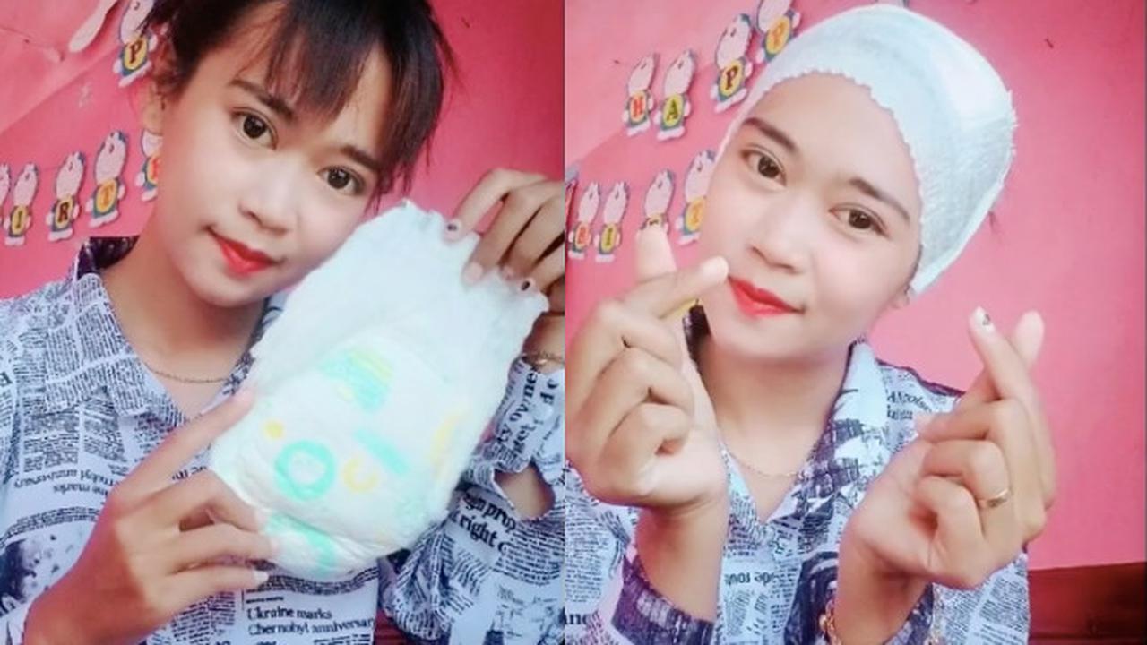 Viral Wanita Ini Gunakan Popok Sebagai Ciput Jilbab, Bikin Geleng Kepala
