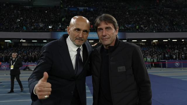 Luciano Spalletti dan Antonio Conte pada laga Serie A antara Napoli vs Juventus