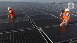 PLTS terapung ini membentang di area seluas 200 hektar yang dibangun dalam 13 blok dengan lebih dari 340.000 solar panel. (merdeka.com/Arie Basuki)