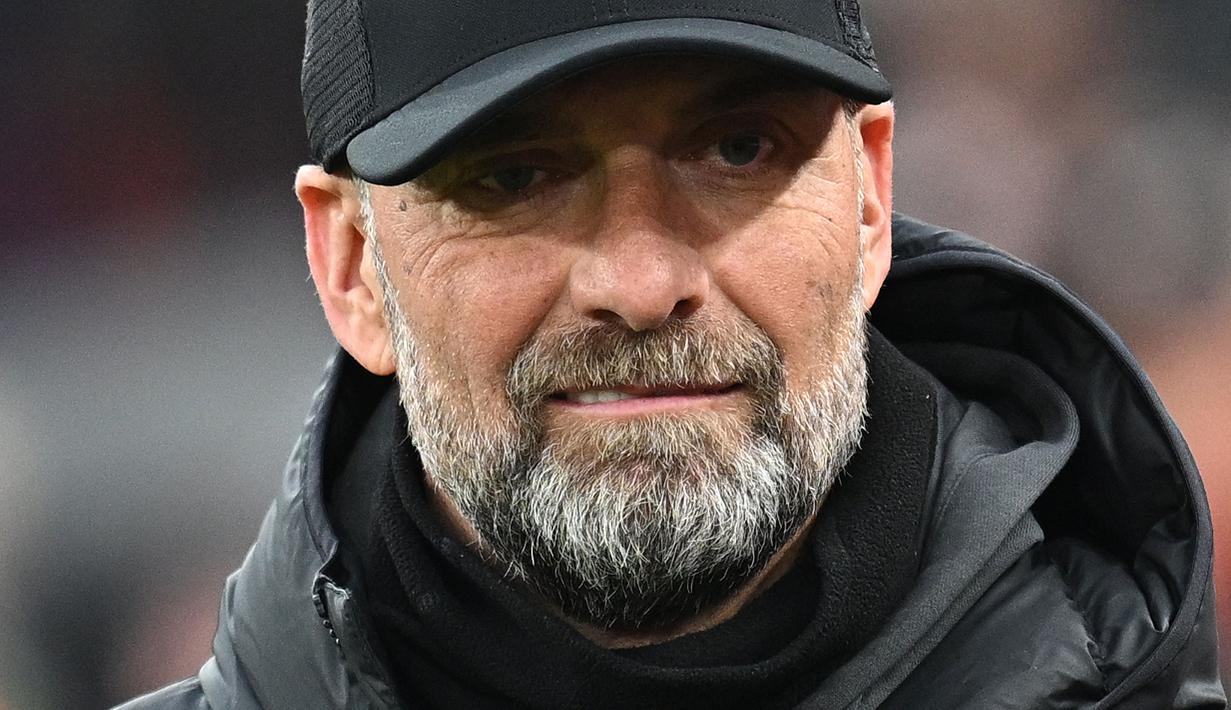Ekspresi pelatih Liverpool, Jurgen Klopp saat laga putaran keempat Piala FA melawan Norwich City di Anfield, Liverpool, Inggris, Minggu (28/01/2024). (AFP/Paul Ellis)