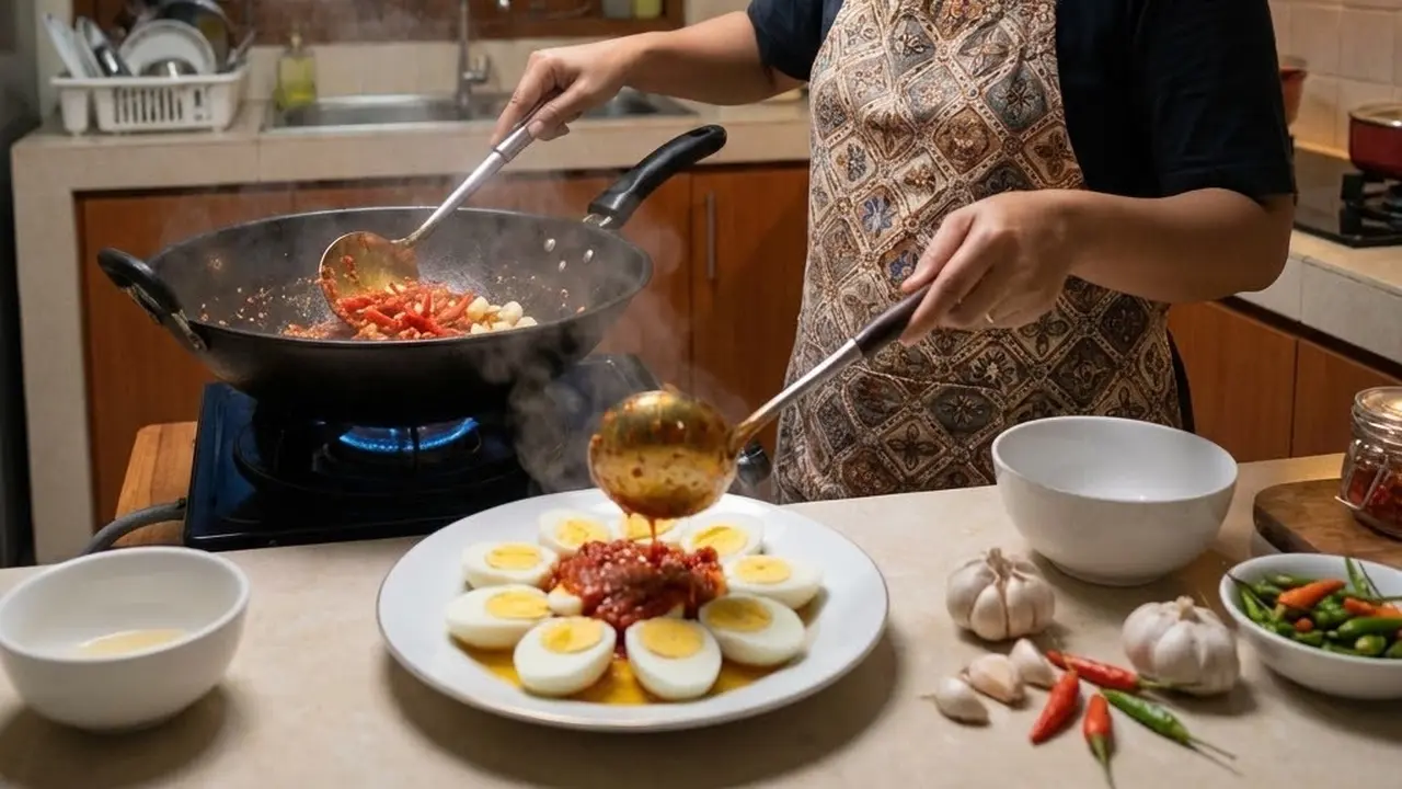 Telur rebus sambal bawang (Gemini AI)