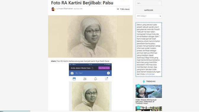 [Cek Fakta] Viral Foto Kartini Berhijab, Fakta atau Hoaks?