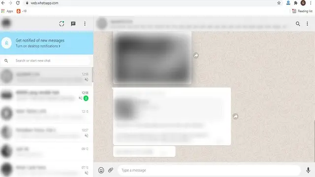 Tampilan WhatsApp Web buram