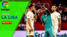 Berita Motiongrafis Jadwal Lengkap Liga Spanyol Pekan 11, Real Madrid melawan Sevilla dan Ambisi Barcelona kejar puncak klasemen.