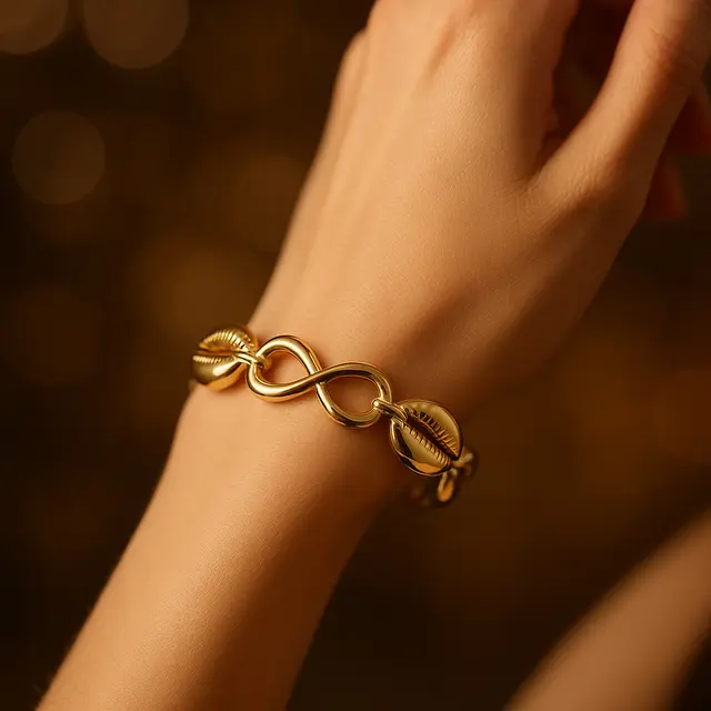7. Gelang Emas Kerang dengan Simbol Infinity