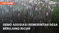 Massa Asosiasi Pemerintah Desa Seluruh Indonesia menggelar aksi unjuk rasa. Kegiatan itu diadakan di depan Gedung DPR, Senayan, Jakarta Pusat, Rabu (31/1/2024)