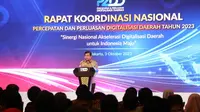 Sekjen Kemendagri Suhajar Diantoro pada Rapat Koordinasi Nasional (Rakornas) Percepatan dan Perluasan Digitalisasi Daerah (P2DD) Tahun 2023 di Hotel Grand Sahid Jaya, Jakarta, Selasa (3/10)/Istimewa.