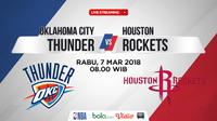 Jadwal NBA, Oklahoma City Thunder Vs Houston Rockets. (Bola.com/Dody Iryawan)