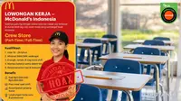 Cek Fakta: Hoaks Pengumuman Lowongan Kerja Kru McDonald's Indonesia